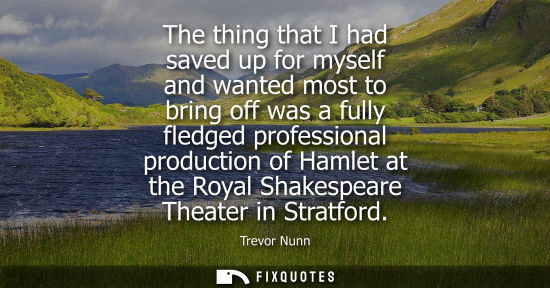 Small: The thing that I had saved up for myself and wanted most to bring off was a fully fledged professional 
