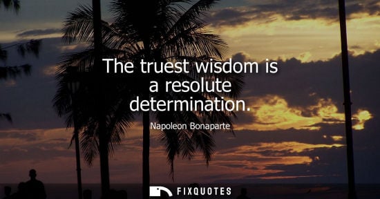 Small: The truest wisdom is a resolute determination - Napoleon Bonaparte