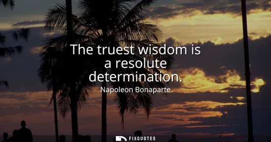 Small: The truest wisdom is a resolute determination