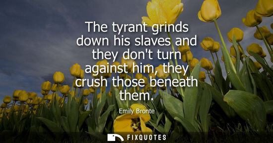 Small: The tyrant grinds down his slaves and they dont turn against him, they crush those beneath them