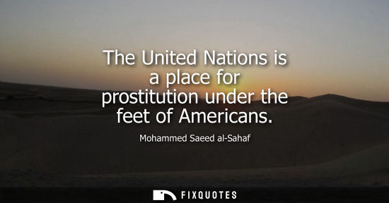 Small: The United Nations is a place for prostitution under the feet of Americans