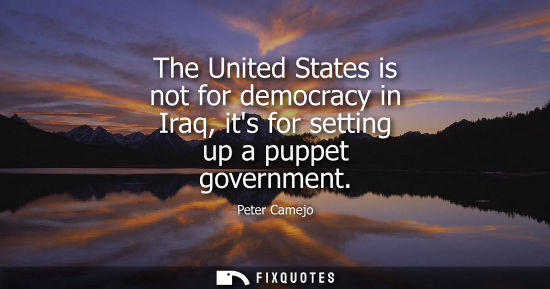 Small: The United States is not for democracy in Iraq, its for setting up a puppet government