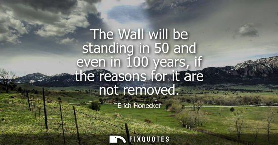 Small: The Wall will be standing in 50 and even in 100 years, if the reasons for it are not removed