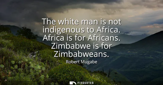 Small: The white man is not indigenous to Africa. Africa is for Africans. Zimbabwe is for Zimbabweans