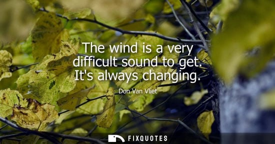 Small: Don Van Vliet: The wind is a very difficult sound to get. Its always changing