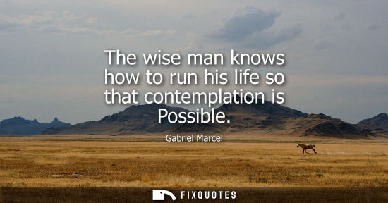 Small: The wise man knows how to run his life so that contemplation is Possible
