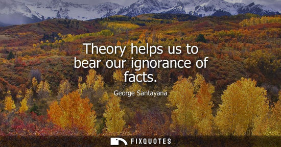 Small: Theory helps us to bear our ignorance of facts - George Santayana