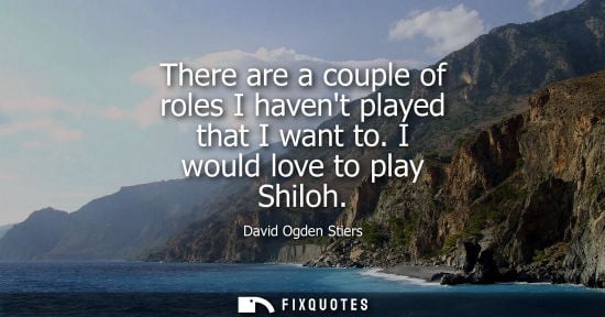 Small: There are a couple of roles I havent played that I want to. I would love to play Shiloh