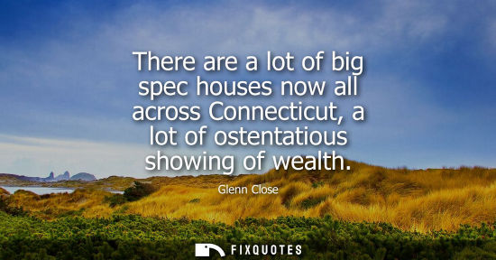 Small: There are a lot of big spec houses now all across Connecticut, a lot of ostentatious showing of wealth