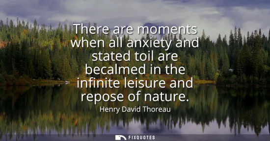 Small: There are moments when all anxiety and stated toil are becalmed in the infinite leisure and repose of nature