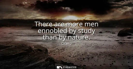 Small: There are more men ennobled by study than by nature