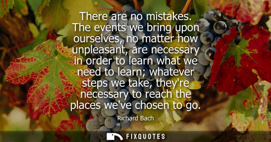 Small: There are no mistakes. The events we bring upon ourselves, no matter how unpleasant, are necessary in order to
