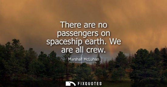 Small: There are no passengers on spaceship earth. We are all crew - Marshall McLuhan