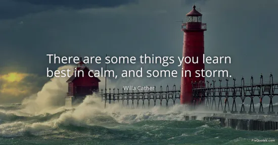 There are some things you learn best in calm, and some in storm - Willa Cather
