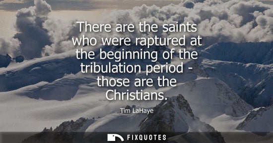 Small: There are the saints who were raptured at the beginning of the tribulation period - those are the Chris
