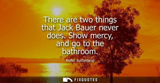 Small: There are two things that Jack Bauer never does. Show mercy, and go to the bathroom
