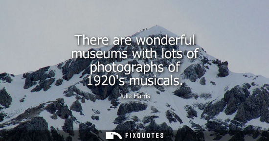 Small: There are wonderful museums with lots of photographs of 1920s musicals