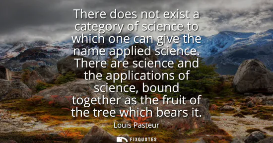Small: There does not exist a category of science to which one can give the name applied science. There are science a