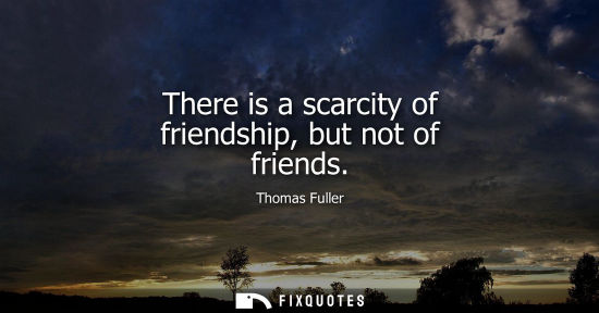 Small: There is a scarcity of friendship, but not of friends - Thomas Fuller