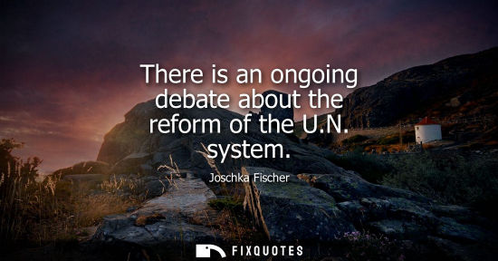 Small: There is an ongoing debate about the reform of the U.N. system