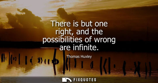 Small: There is but one right, and the possibilities of wrong are infinite