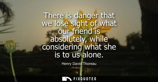 Small: There is danger that we lose sight of what our friend is absolutely, while considering what she is to us alone