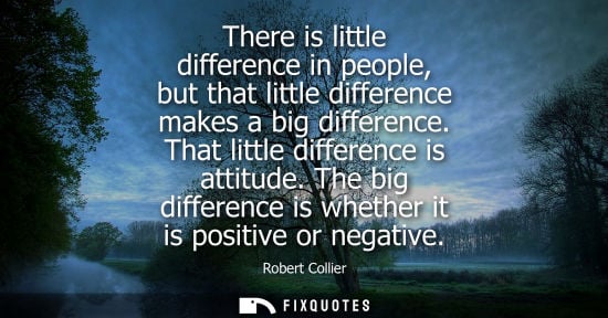 Small: There is little difference in people, but that little difference makes a big difference. That little di