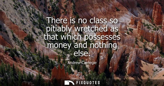 Small: There is no class so pitiably wretched as that which possesses money and nothing else