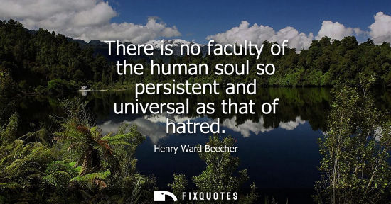 Small: There is no faculty of the human soul so persistent and universal as that of hatred - Henry Ward Beecher