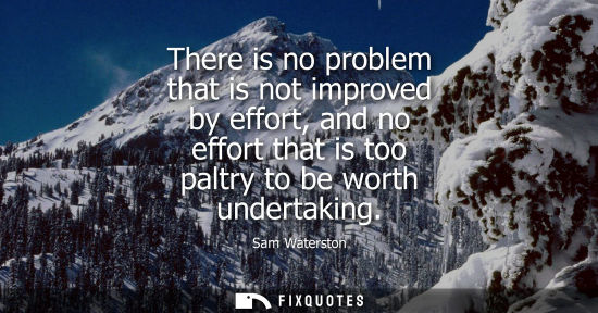 Small: There is no problem that is not improved by effort, and no effort that is too paltry to be worth undert