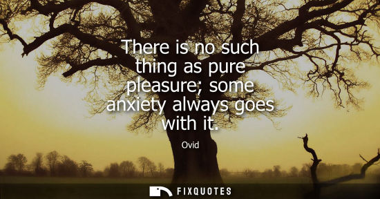 Small: There is no such thing as pure pleasure some anxiety always goes with it