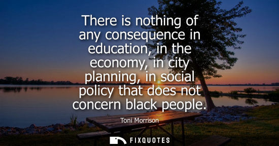 Small: There is nothing of any consequence in education, in the economy, in city planning, in social policy th