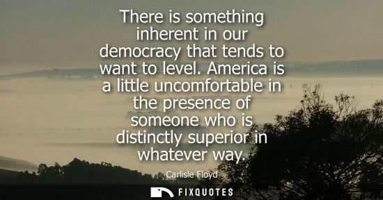 Small: There is something inherent in our democracy that tends to want to level. America is a little uncomfort