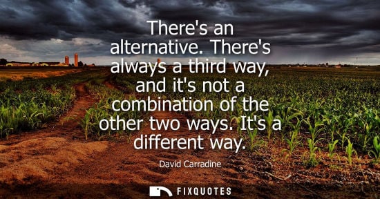 Small: Theres an alternative. Theres always a third way, and its not a combination of the other two ways. Its 