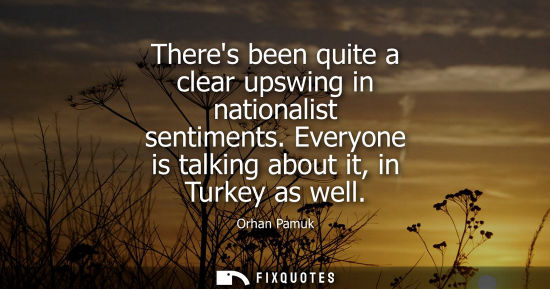 Small: Theres been quite a clear upswing in nationalist sentiments. Everyone is talking about it, in Turkey as