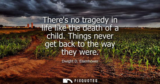 Small: Theres no tragedy in life like the death of a child. Things never get back to the way they were
