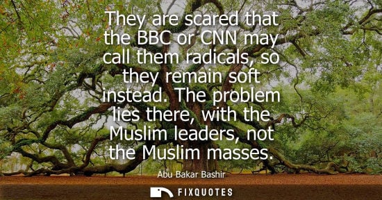 Small: They are scared that the BBC or CNN may call them radicals, so they remain soft instead. The problem lies ther