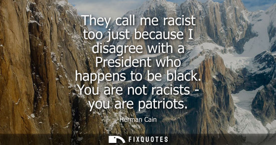 Small: They call me racist too just because I disagree with a President who happens to be black. You are not r