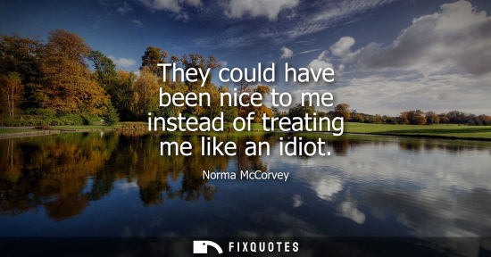 Small: They could have been nice to me instead of treating me like an idiot