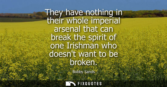 Small: They have nothing in their whole imperial arsenal that can break the spirit of one Irishman who doesnt 