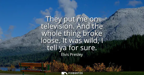 Small: They put me on television. And the whole thing broke loose. It was wild, I tell ya for sure