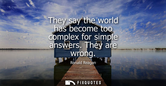 Small: They say the world has become too complex for simple answers. They are wrong