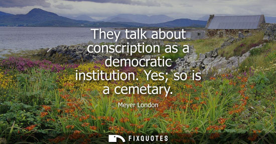 Small: They talk about conscription as a democratic institution. Yes so is a cemetary