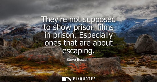 Small: Theyre not supposed to show prison films in prison. Especially ones that are about escaping - Steve Buscemi