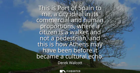 Small: This is Port of Spain to me, a city ideal in its commercial and human proportions, where a citizen is a walker