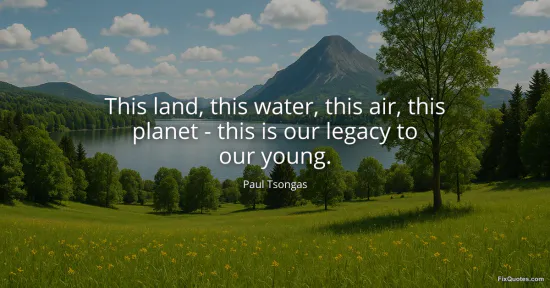 This land, this water, this air, this planet - this is our legacy to our young - Paul Tsongas