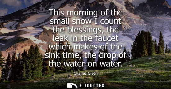 Small: This morning of the small snow I count the blessings, the leak in the faucet which makes of the sink ti
