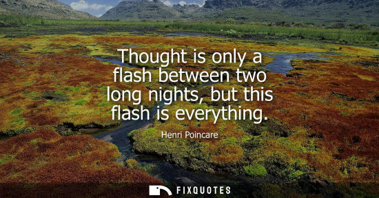 Small: Thought is only a flash between two long nights, but this flash is everything