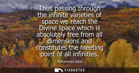 Small: Thus passing through the infinite varieties of space we reach the Divine space which is absolutely free