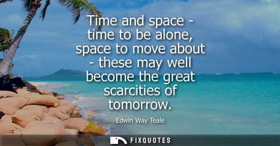 Small: Time and space - time to be alone, space to move about - these may well become the great scarcities of 